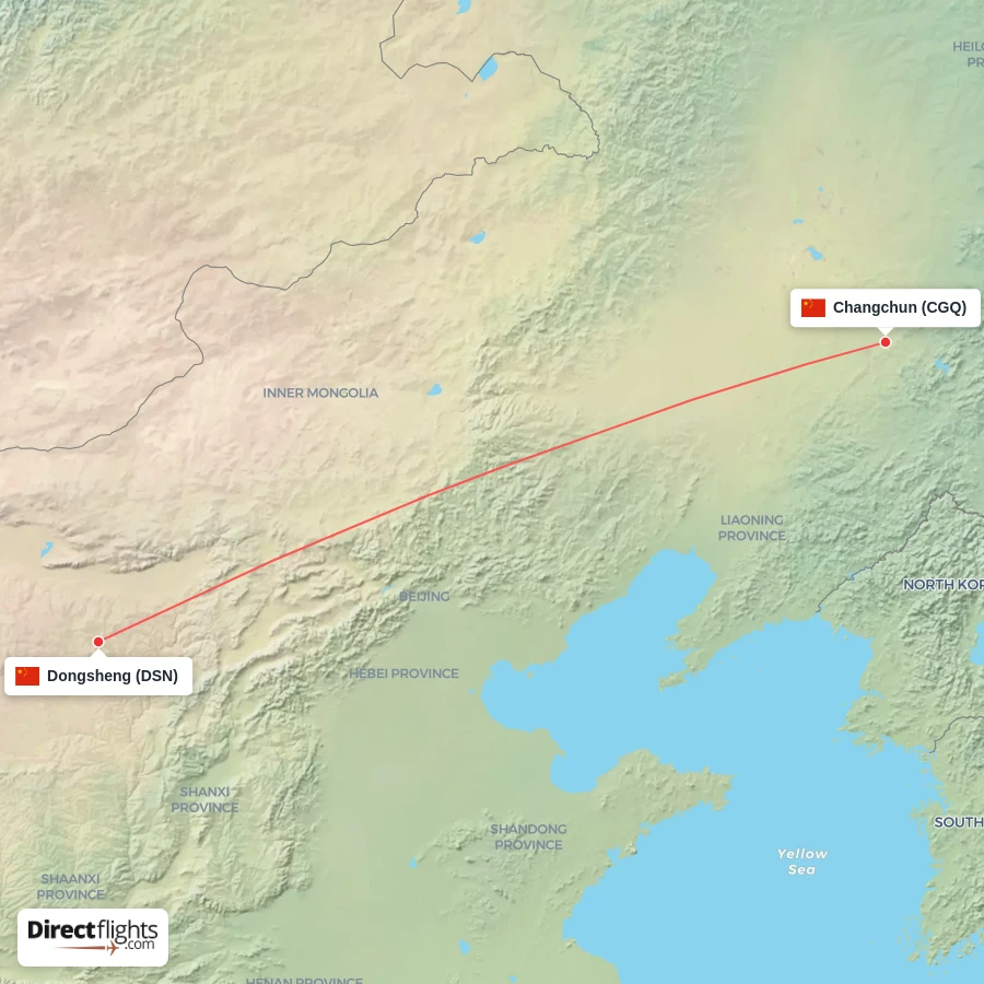 CGQ - DSN route map