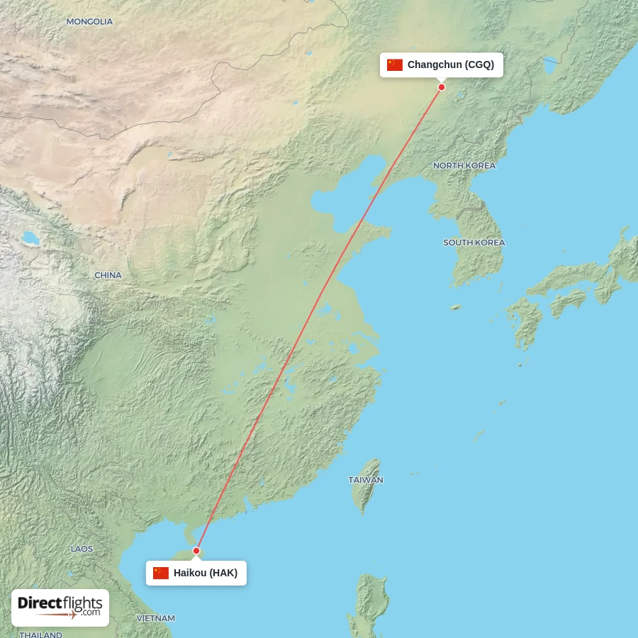 CGQ - HAK route map