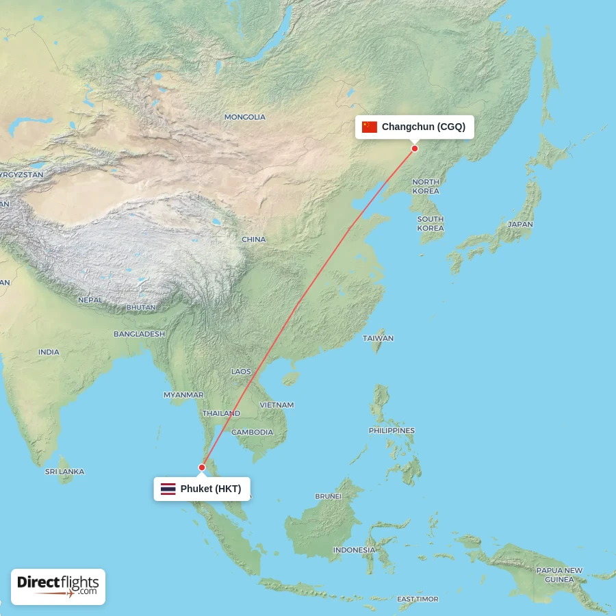 CGQ - HKT route map