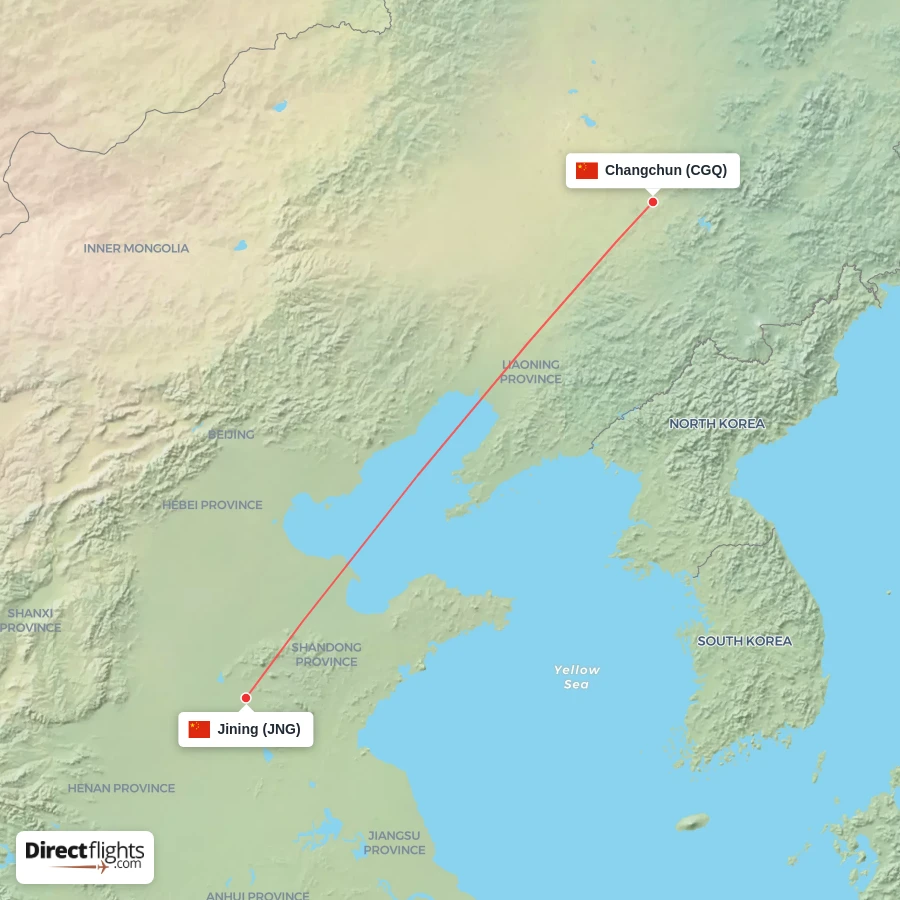CGQ - JNG route map