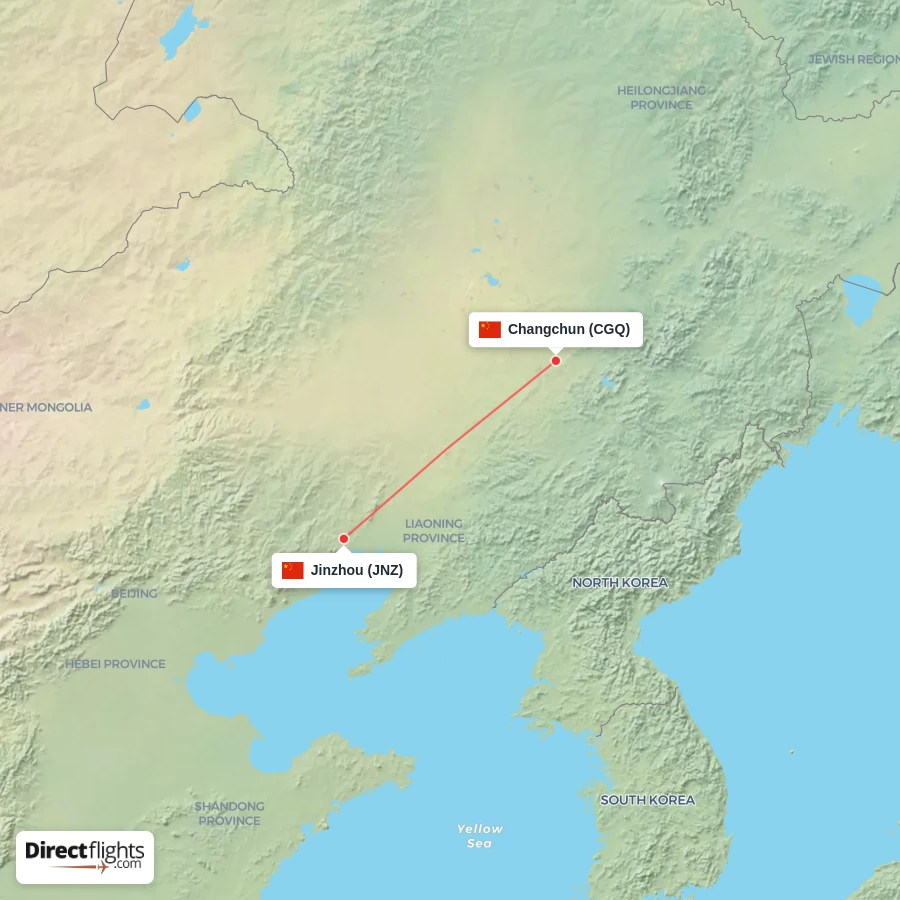 CGQ - JNZ route map