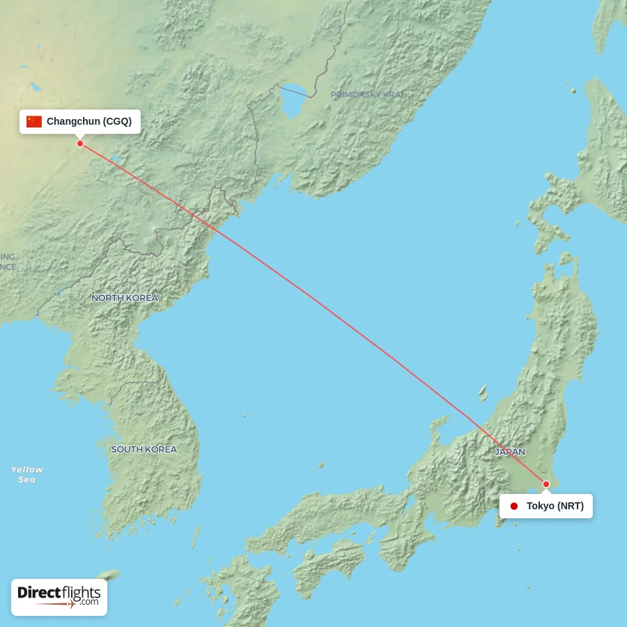 CGQ - NRT route map