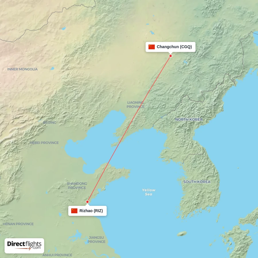 CGQ - RIZ route map