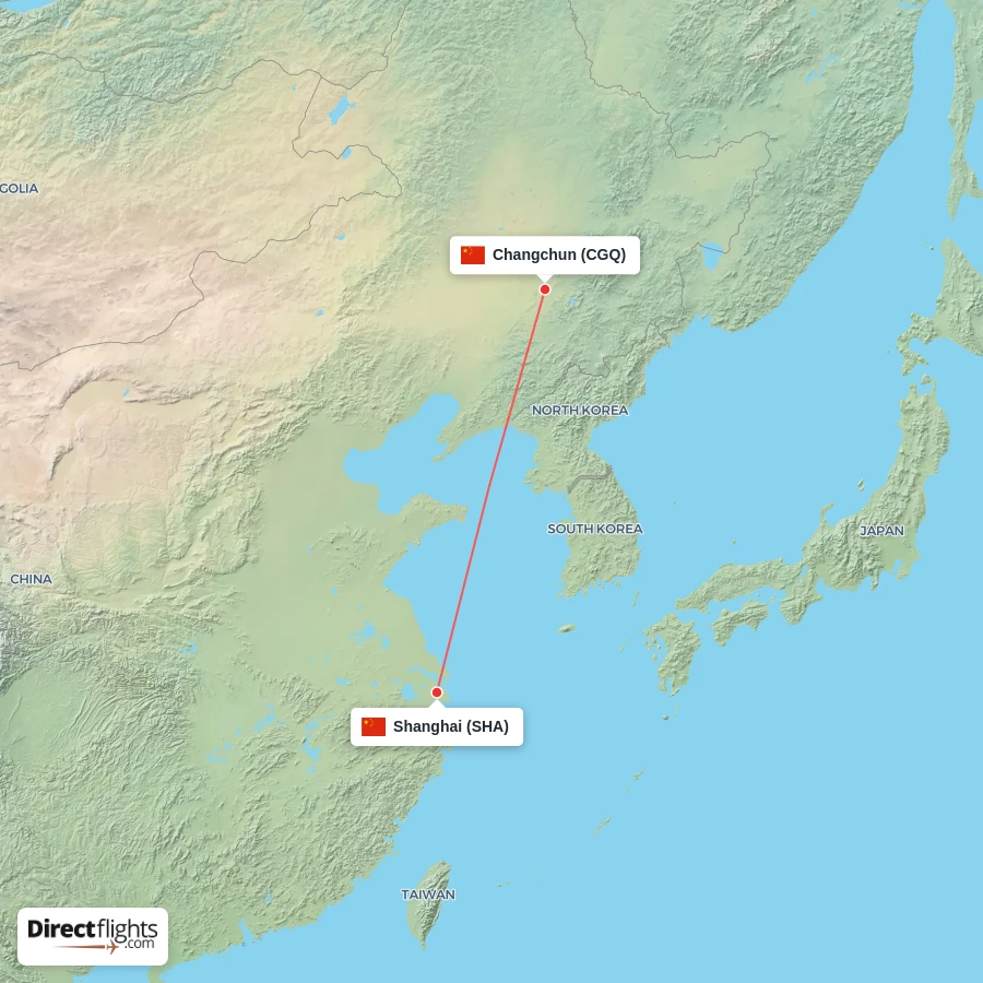CGQ - SHA route map