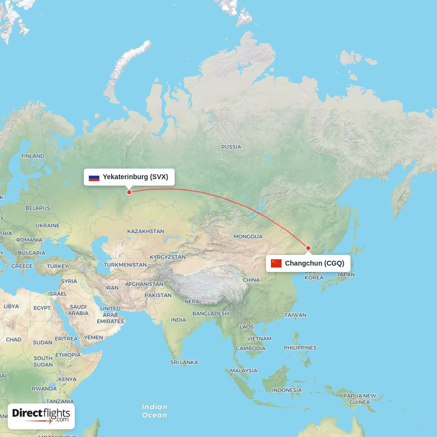 CGQ - SVX route map