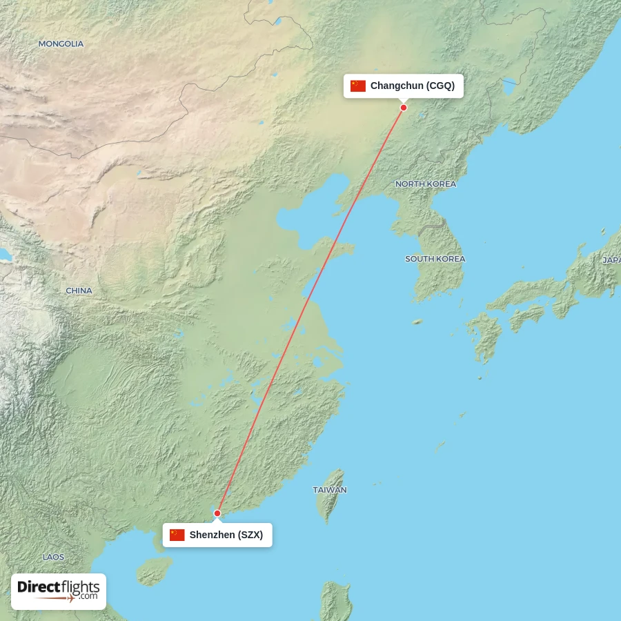 CGQ - SZX route map
