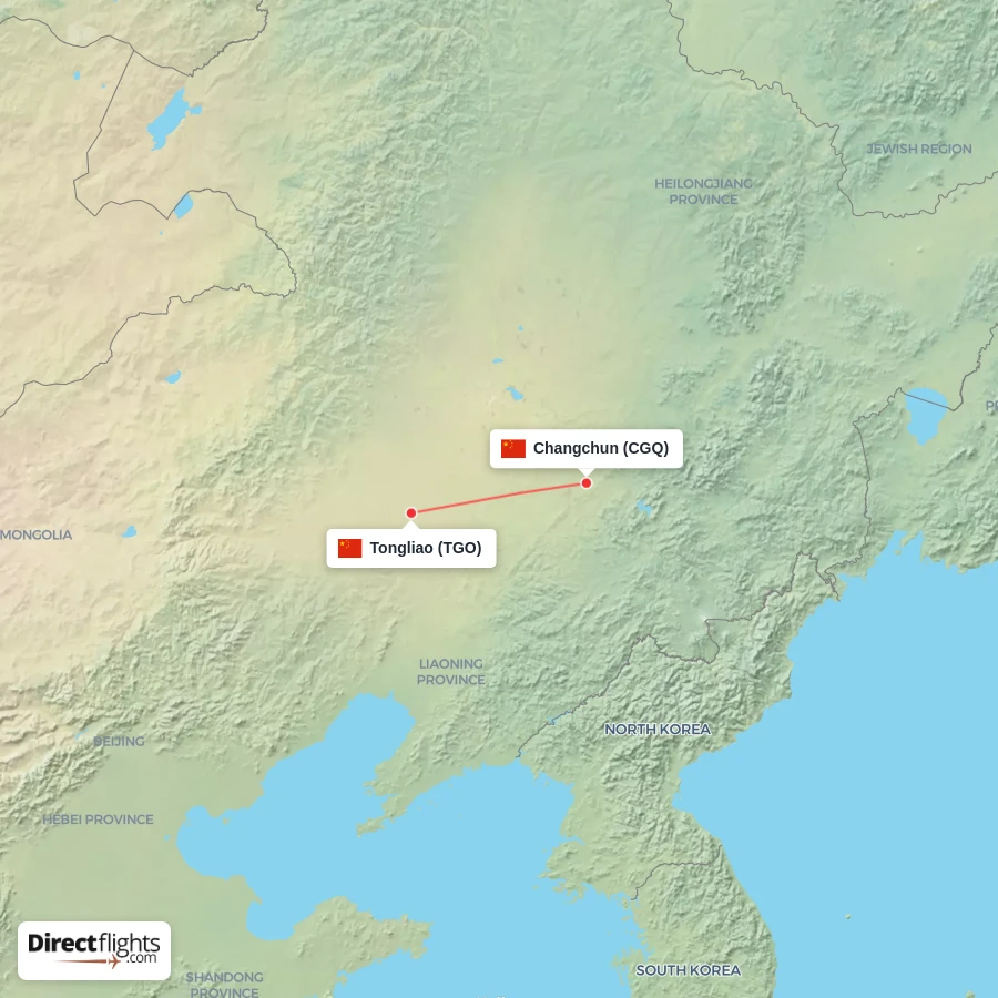 CGQ - TGO route map