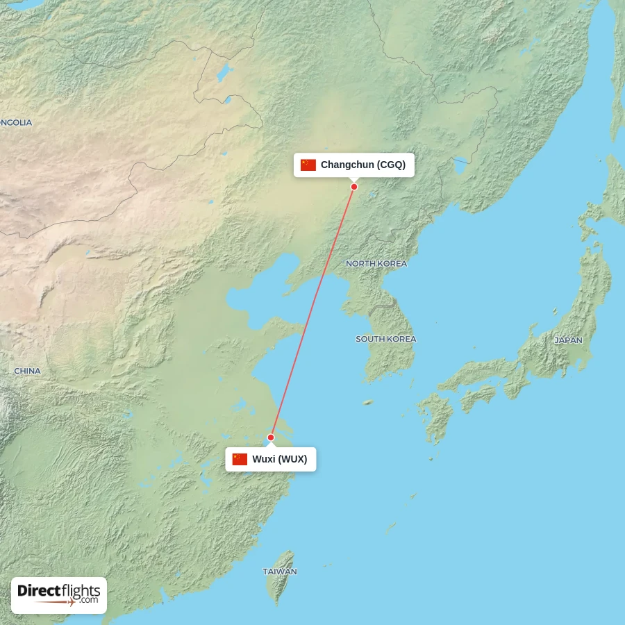 CGQ - WUX route map