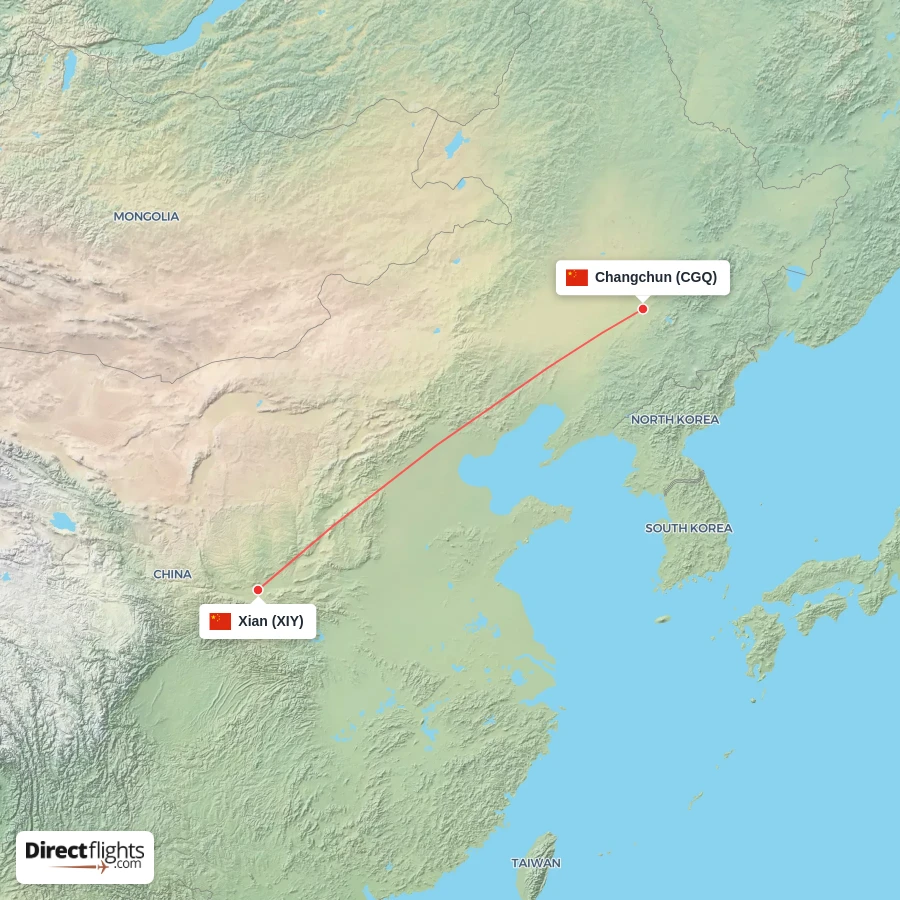 CGQ - XIY route map