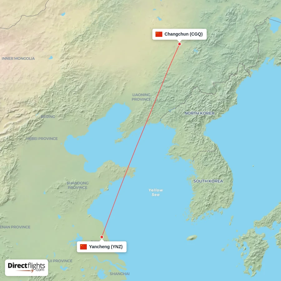 CGQ - YNZ route map