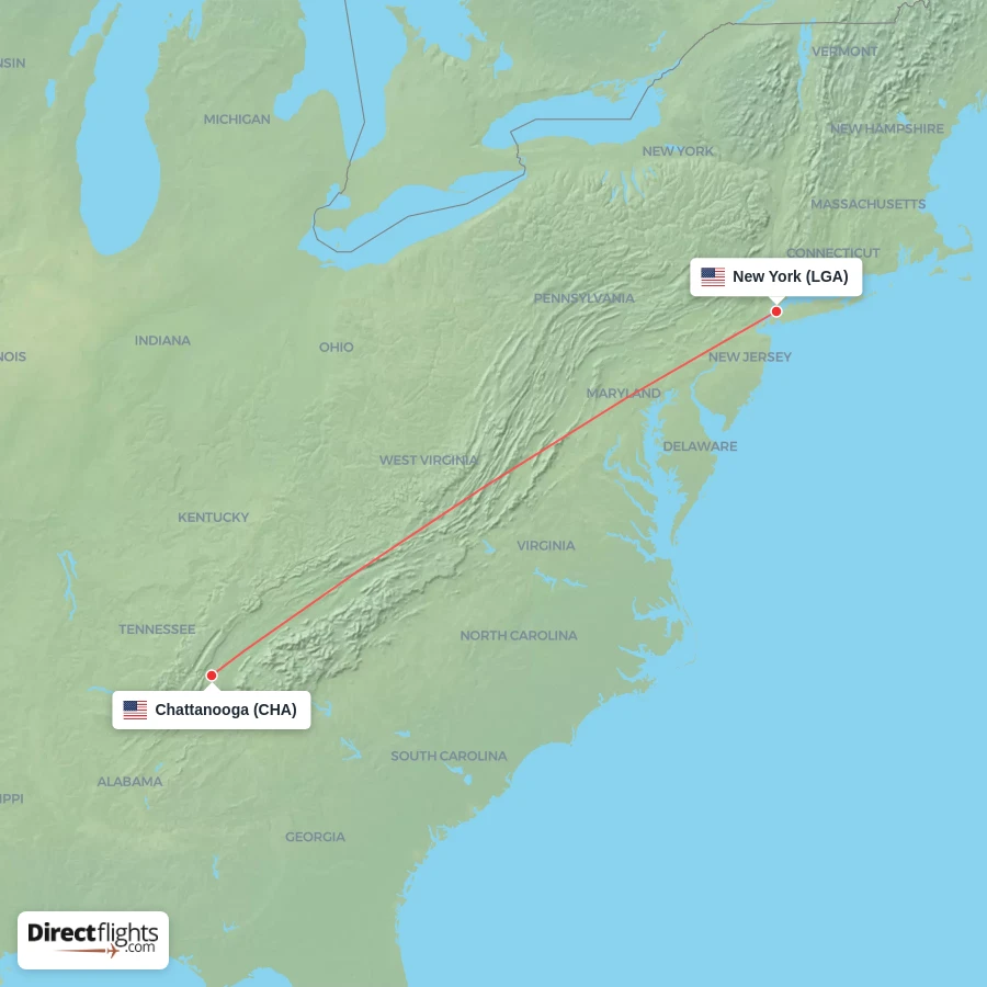 CHA - LGA route map