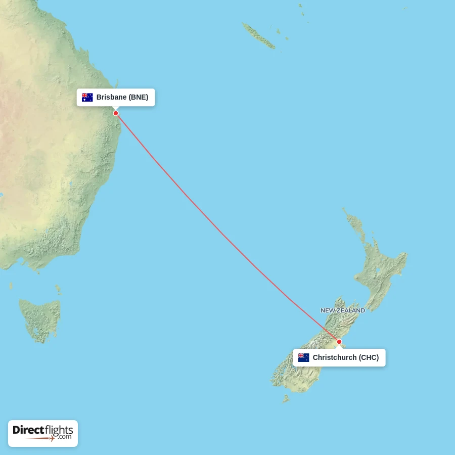 CHC - BNE route map