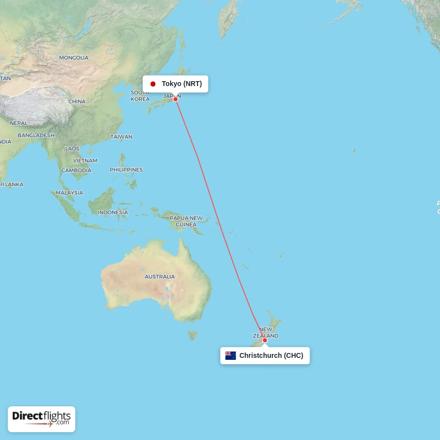 CHC - NRT route map