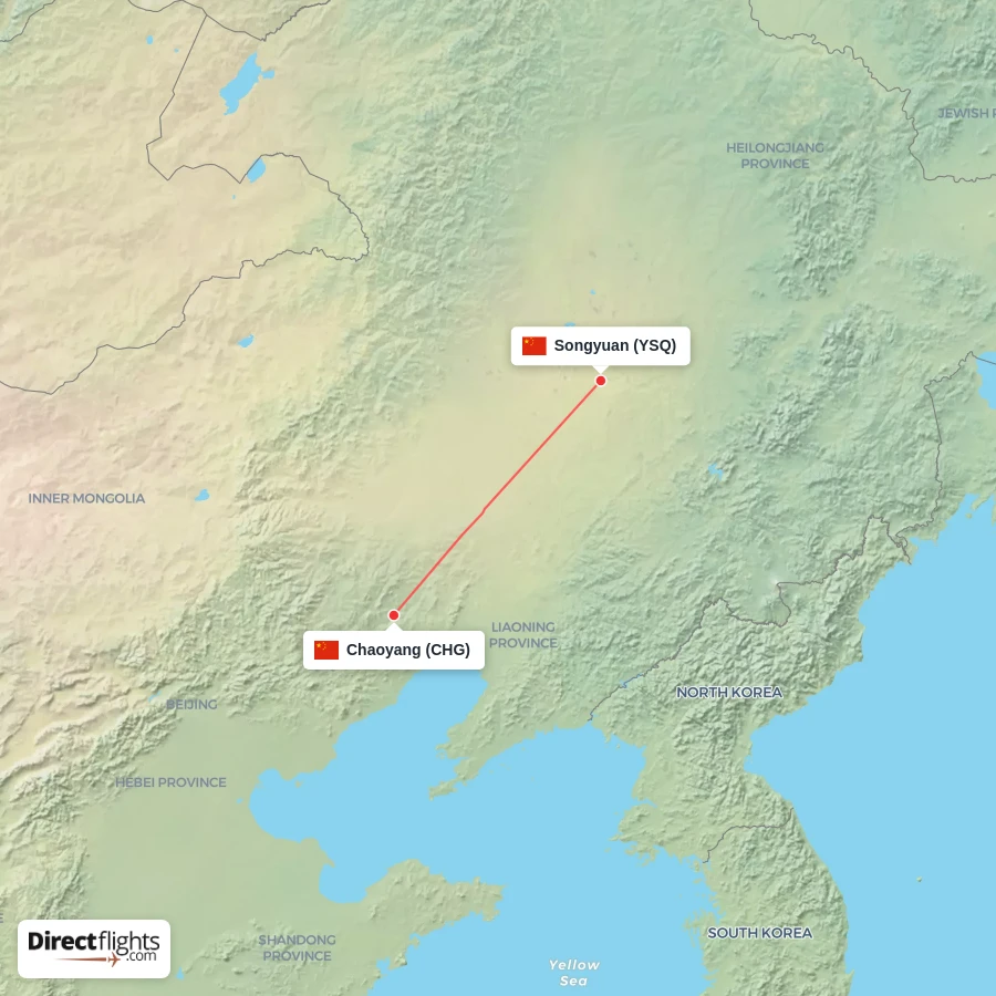 CHG - YSQ route map