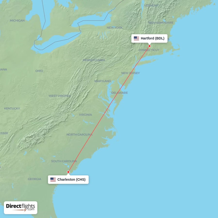 CHS - BDL route map