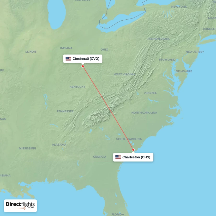CHS - CVG route map