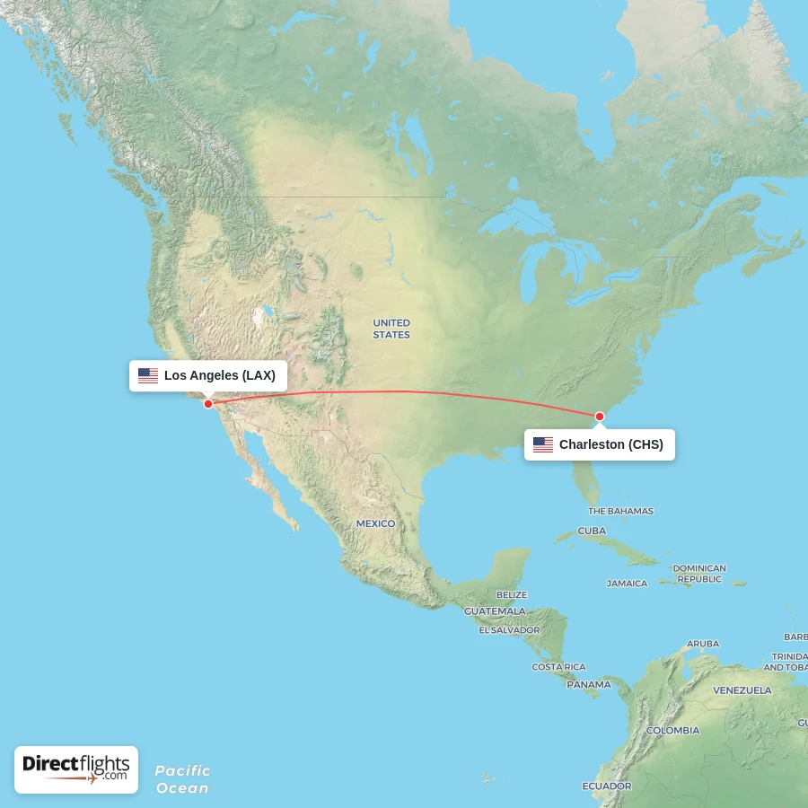 CHS - LAX route map