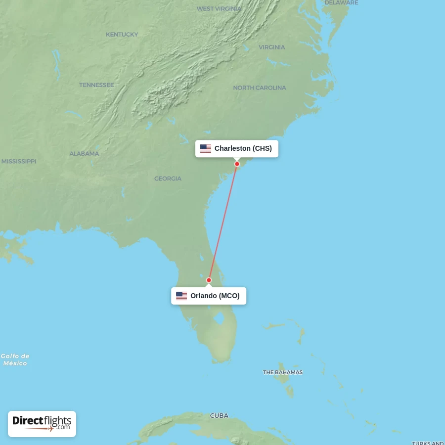 CHS - MCO route map