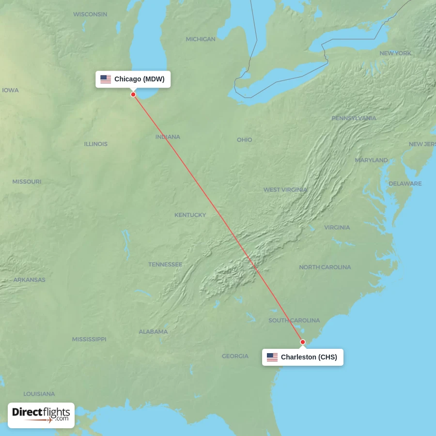 CHS - MDW route map