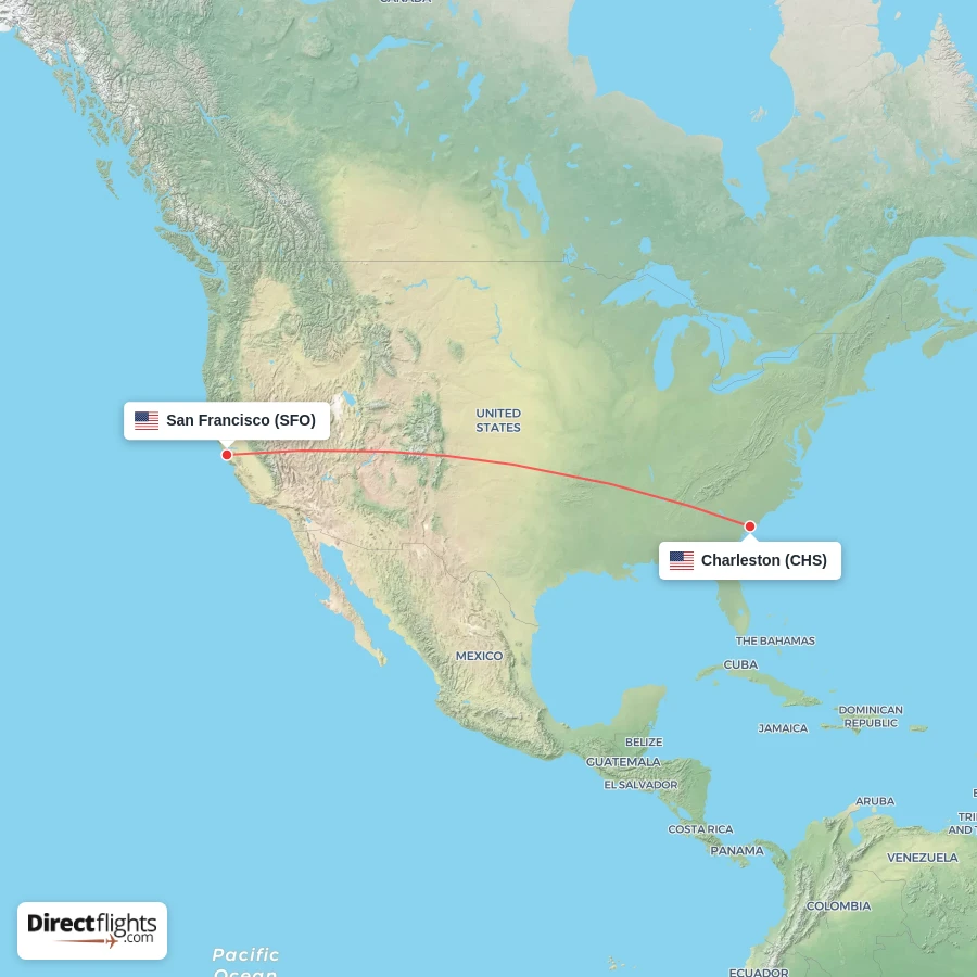 CHS - SFO route map