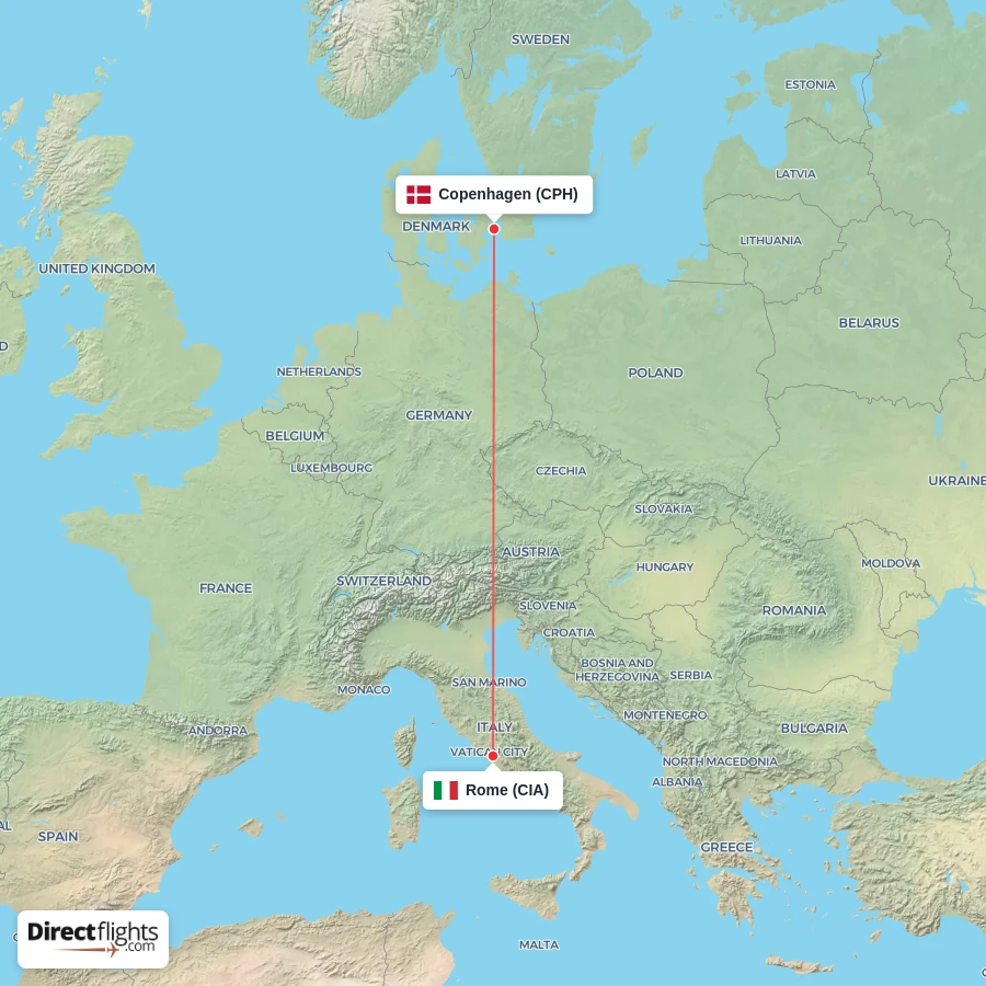 CIA - CPH route map