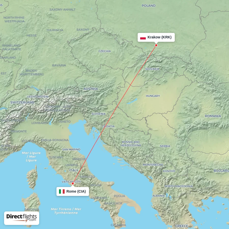 CIA - KRK route map