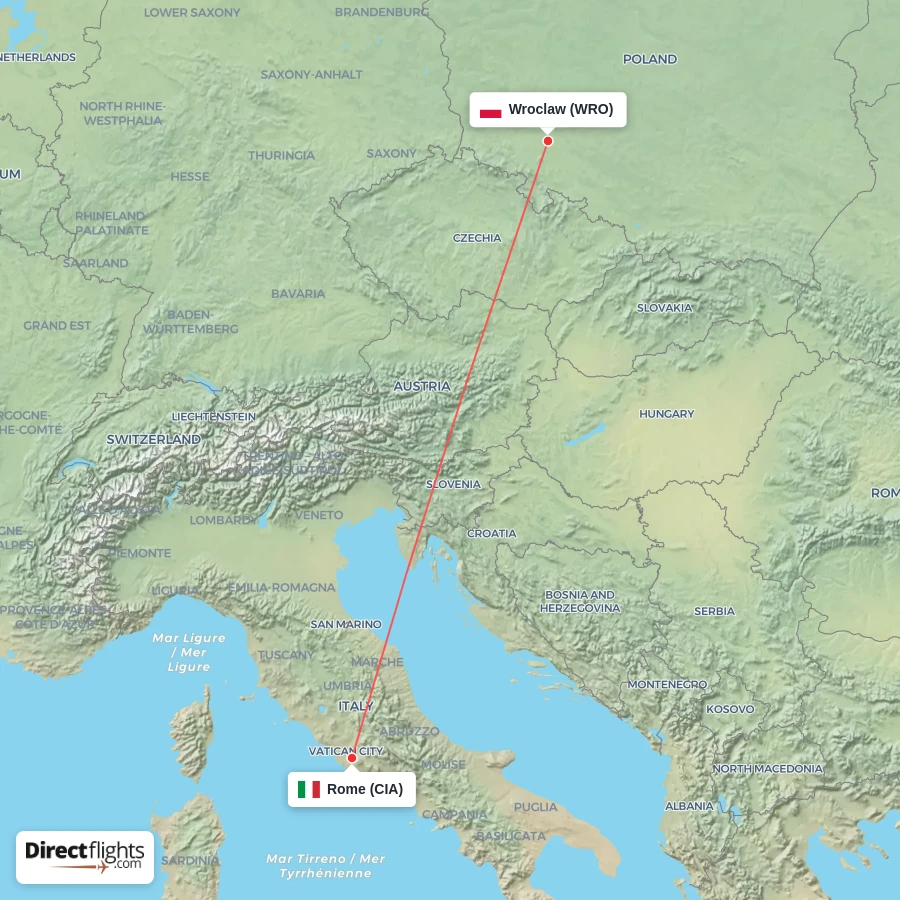 CIA - WRO route map