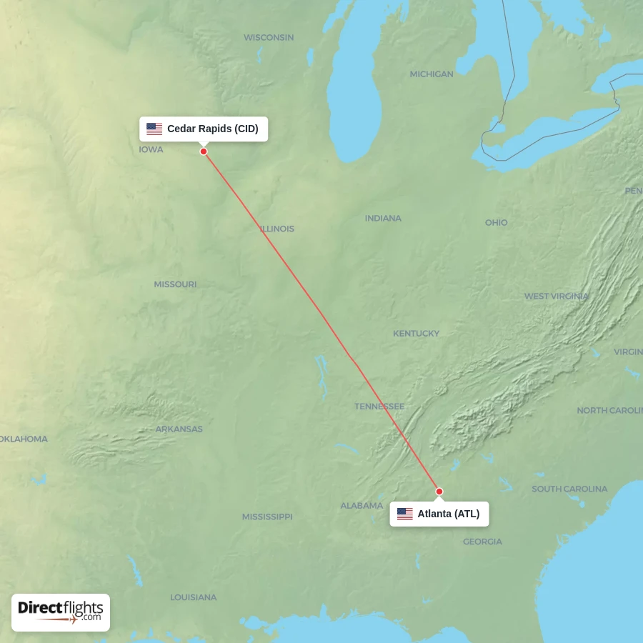 CID - ATL route map