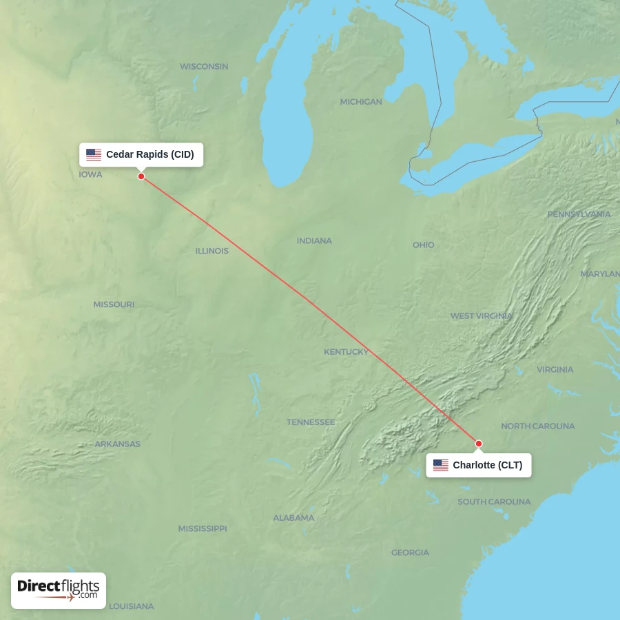 CID - CLT route map