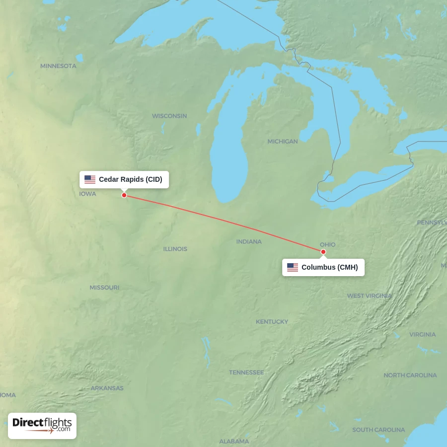 CID - CMH route map