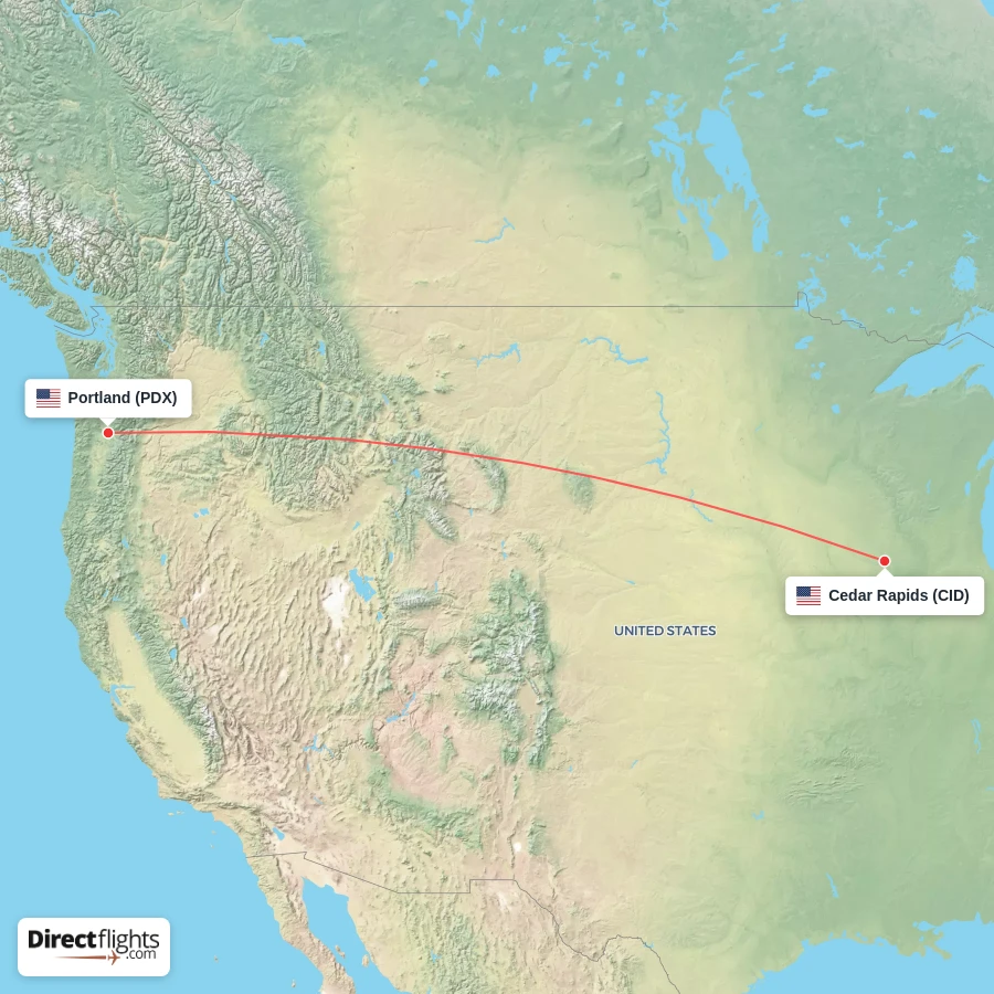 CID - PDX route map