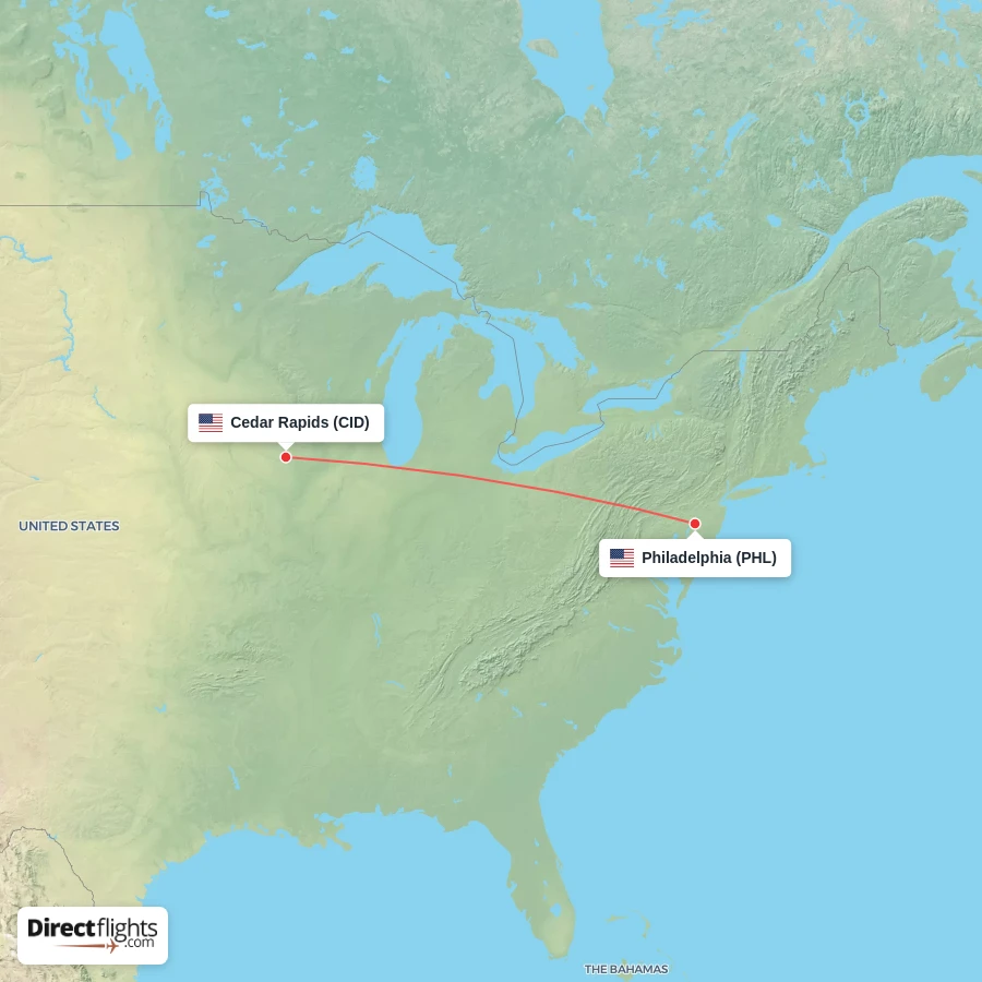 CID - PHL route map