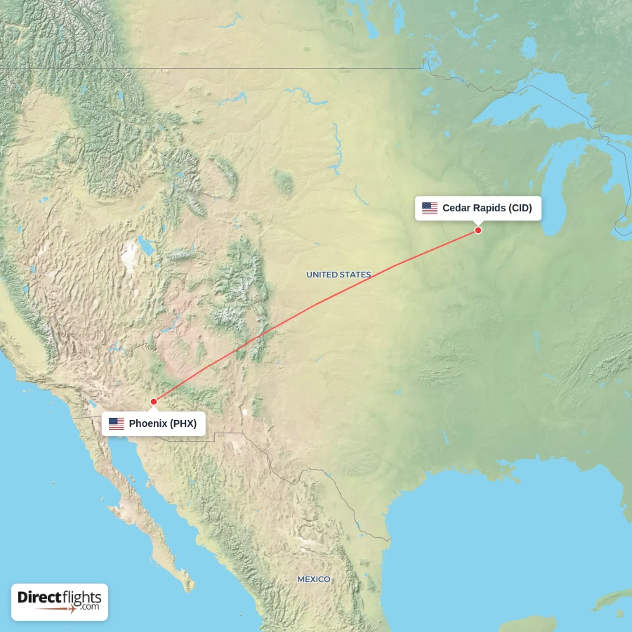CID - PHX route map