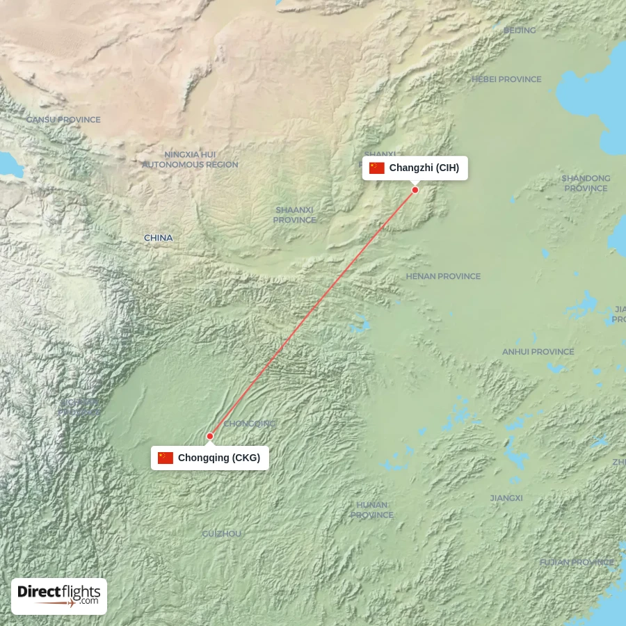 CIH - CKG route map