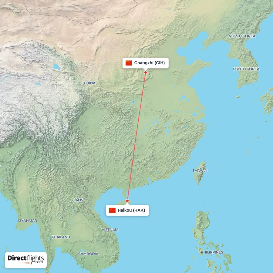 CIH - HAK route map