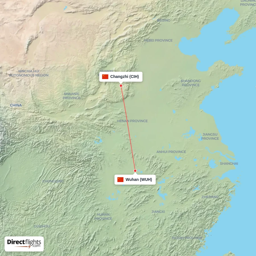 CIH - WUH route map