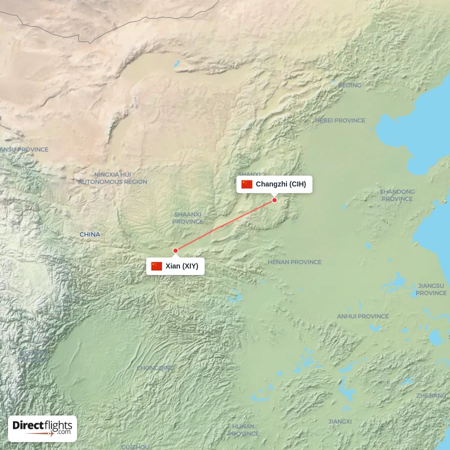 CIH - XIY route map