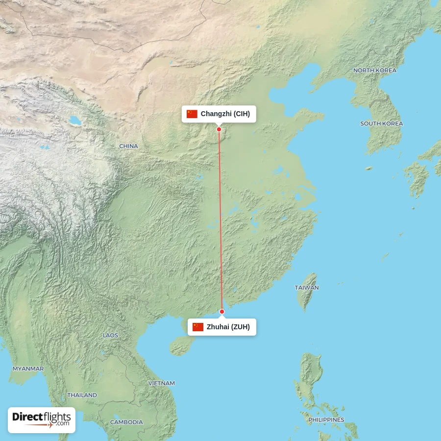 CIH - ZUH route map