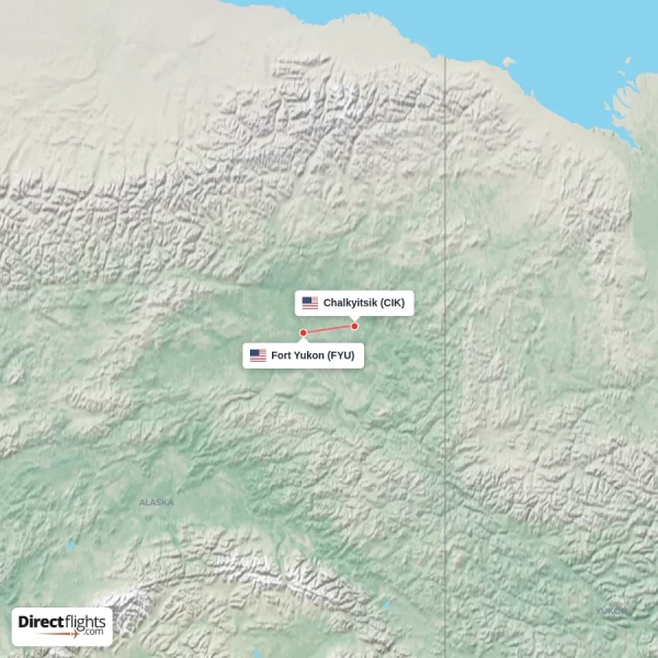 Chalkyitsik - Fort Yukon direct flight map