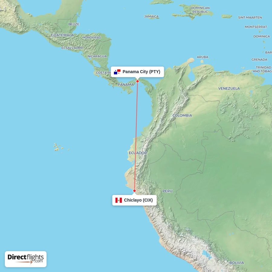 CIX - PTY route map