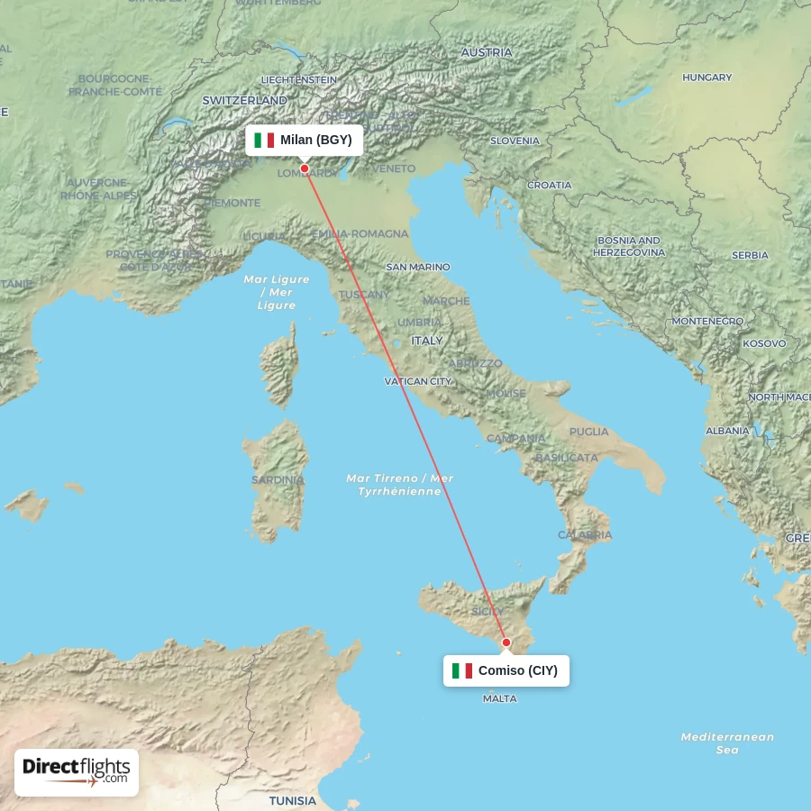 CIY - BGY route map