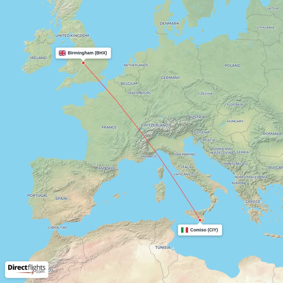 CIY - BHX route map