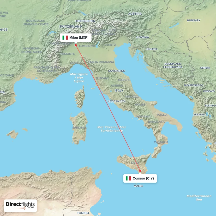 CIY - MXP route map