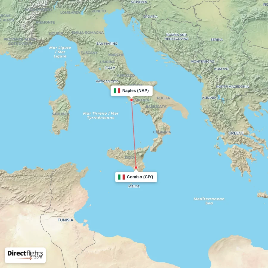 CIY - NAP route map