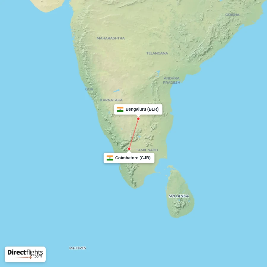 CJB - BLR route map
