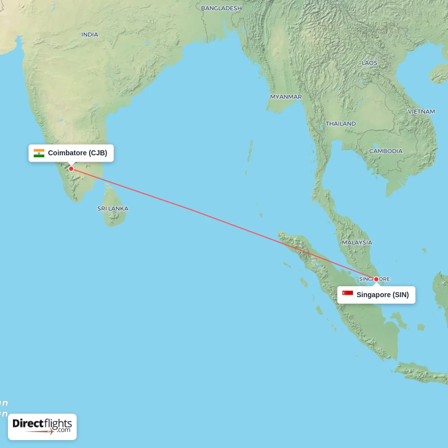 CJB - SIN route map