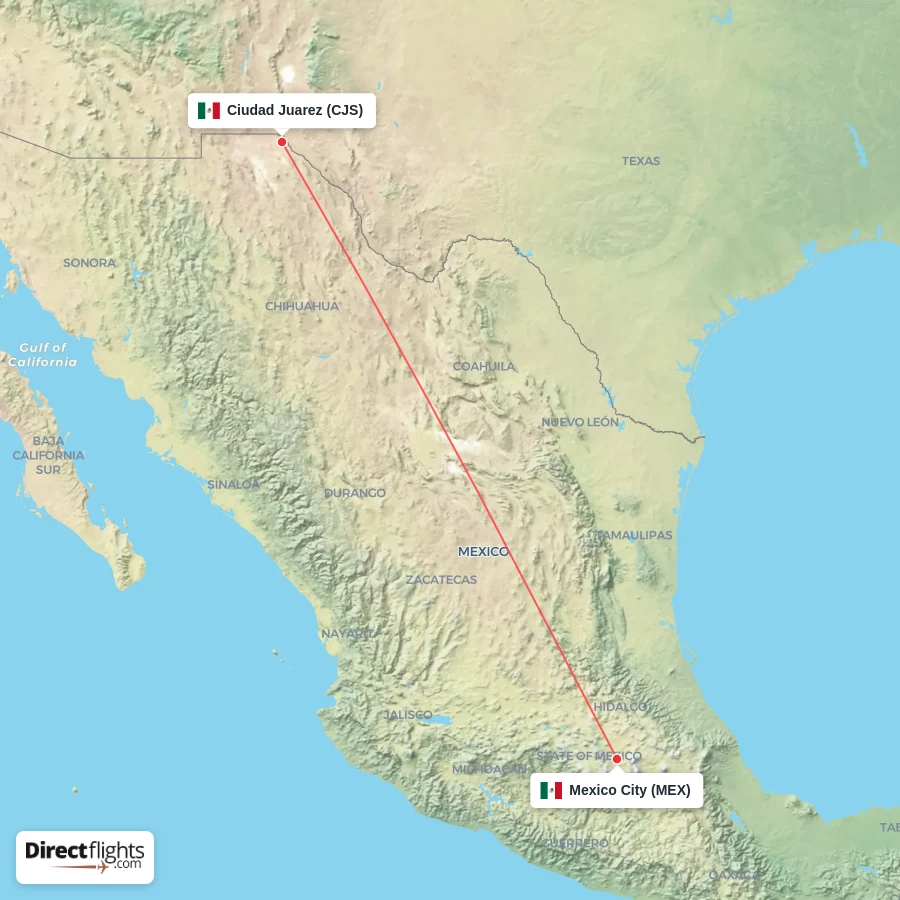 CJS - MEX route map