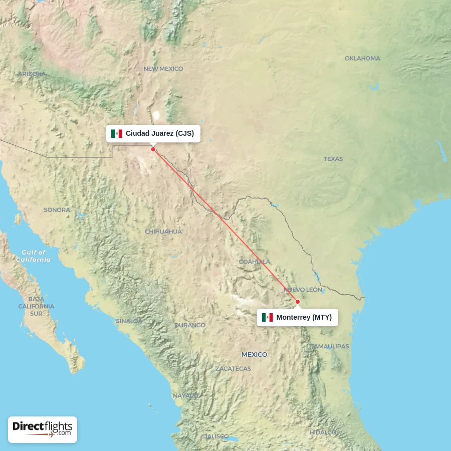 CJS - MTY route map