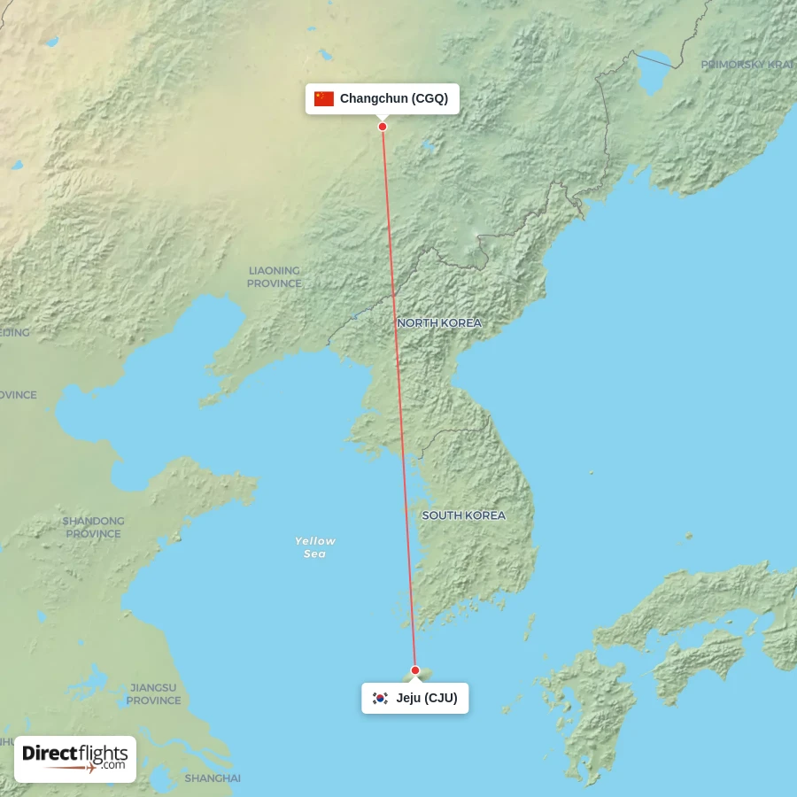CJU - CGQ route map