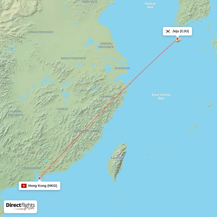 CJU - HKG route map